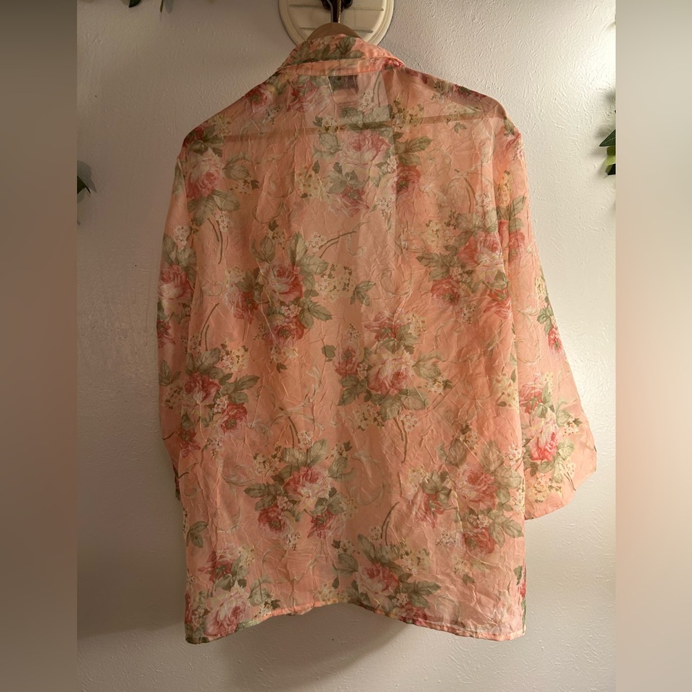 BonWorth Pink Floral Sheer Kimono Cardigan - Picture 2 of 3
